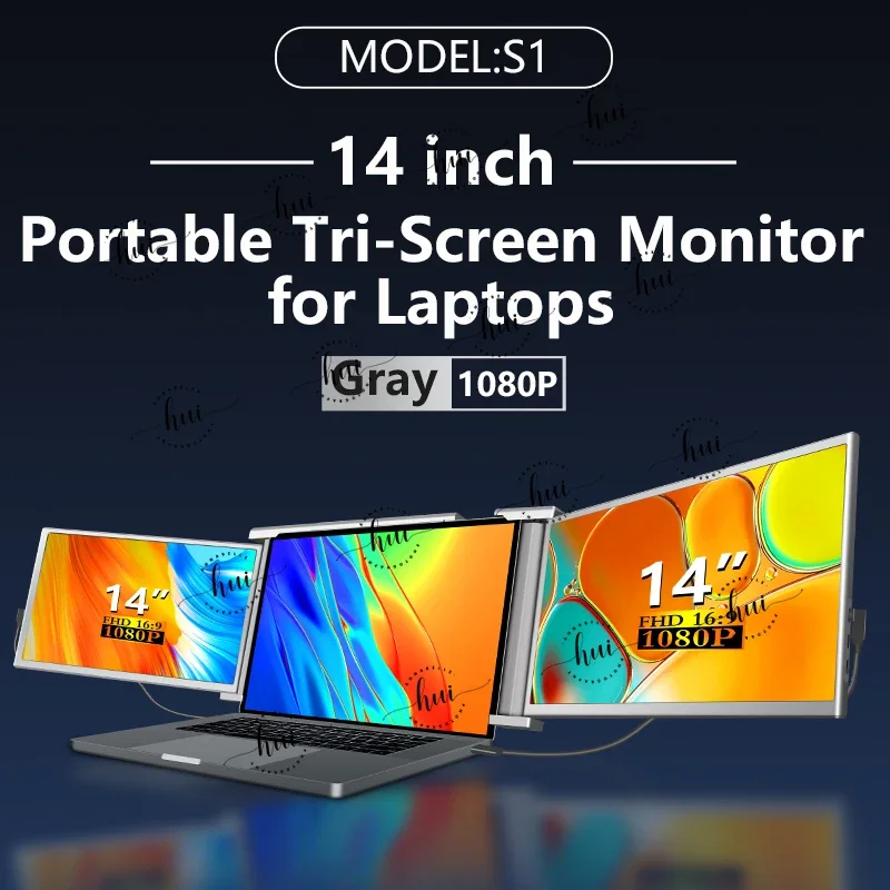 2024 nowy FOPO 14-calowy podwójny monitor LCD 1080p z portem USB c i HD Przedłużacz ekranu laptopa potrójny przenośny monitor