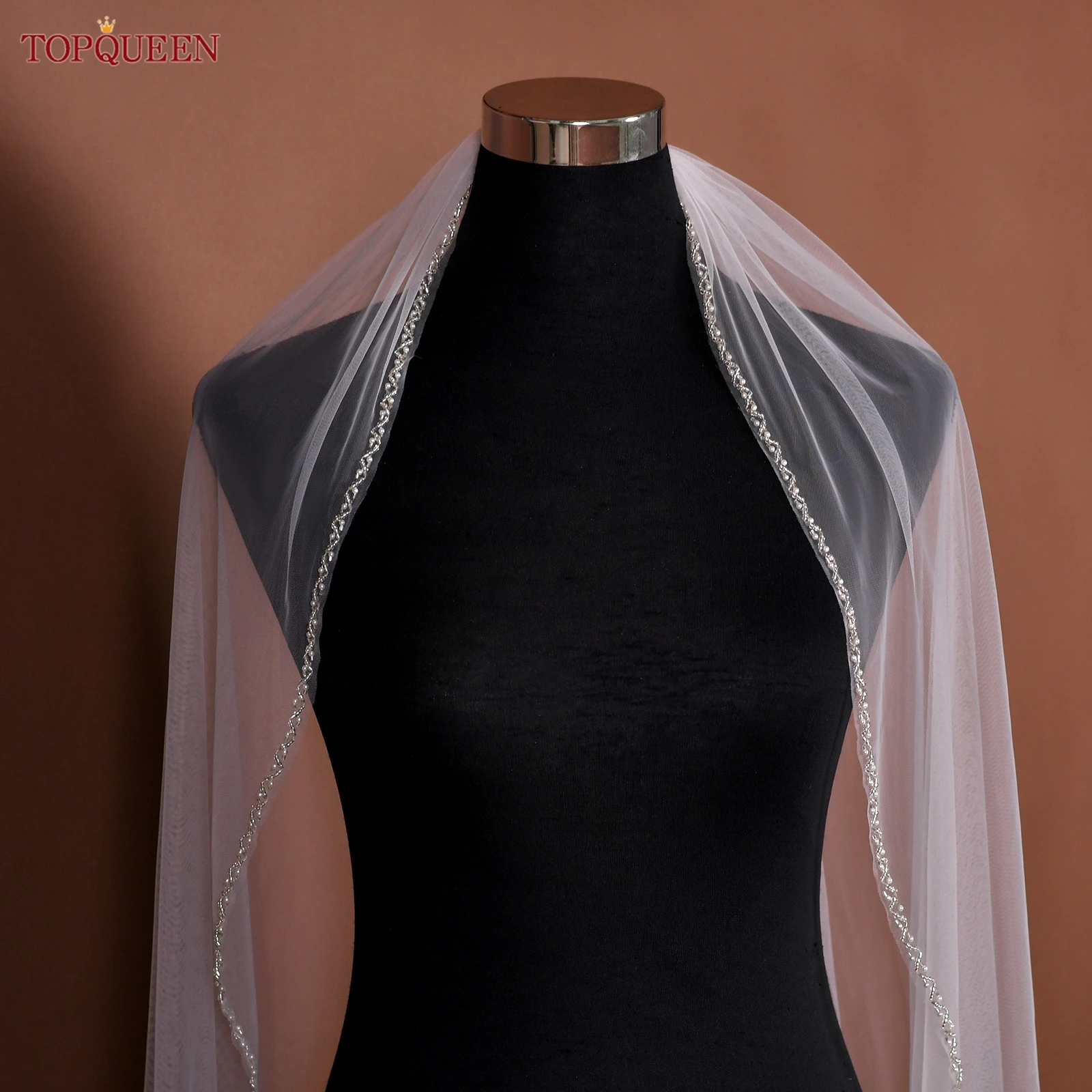 

TOPQUEEN V32 Свадебная фата с кристаллами и бисером, фата Schleier Kurz Kristall с расческой, свадебные аксессуары, настраиваемые