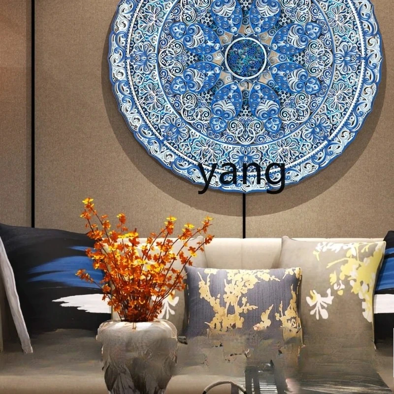 LMM Stacked Carved round Entrance Painting Living Room Art Painting Restaurant Decoration Painting Light Luxury