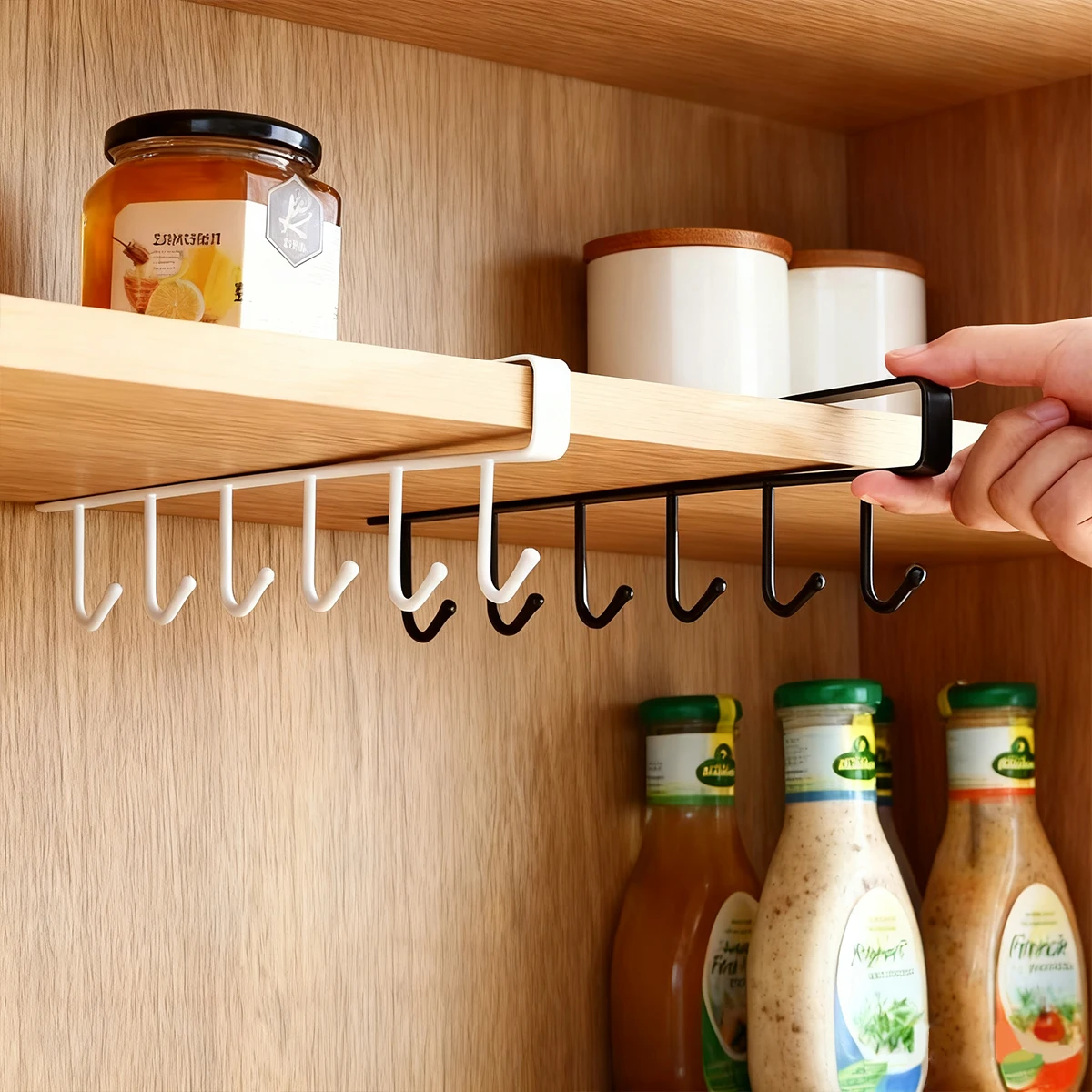 1pc Wrought Iron 6 Hooks Kitchen Bathroom Bedroom Hanging Rack Multifunctional Can Be Hung Vertically or Horizontally