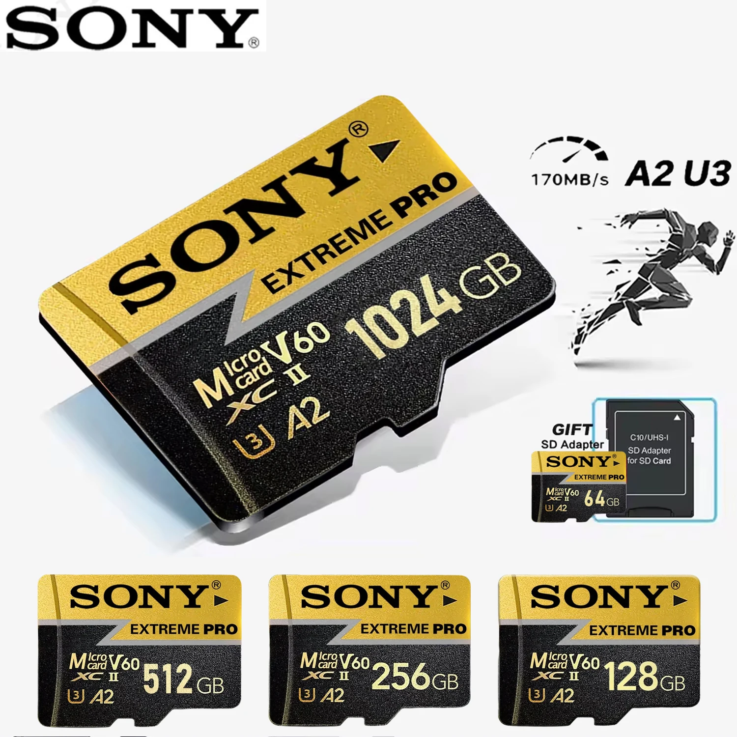 

SONY Micro SD Card 512GB 256GB 128GB 64GB SD Memory Card High-Speed Cartao De Memoria 1TB Mini SD Card For File Storage Phone PC