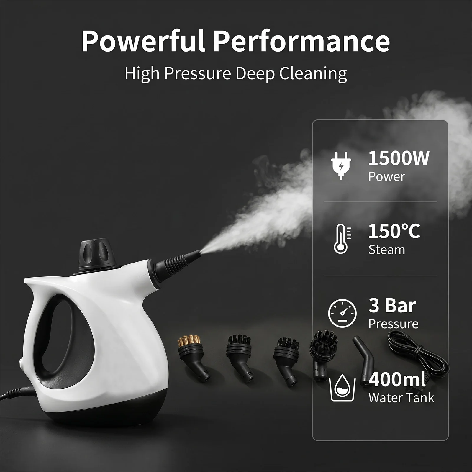 Pressurized Handheld Steam Cleaner for Home - Portable Multi-purpose High Pressure Deep Multi-surface Cleaning Steamer Machine