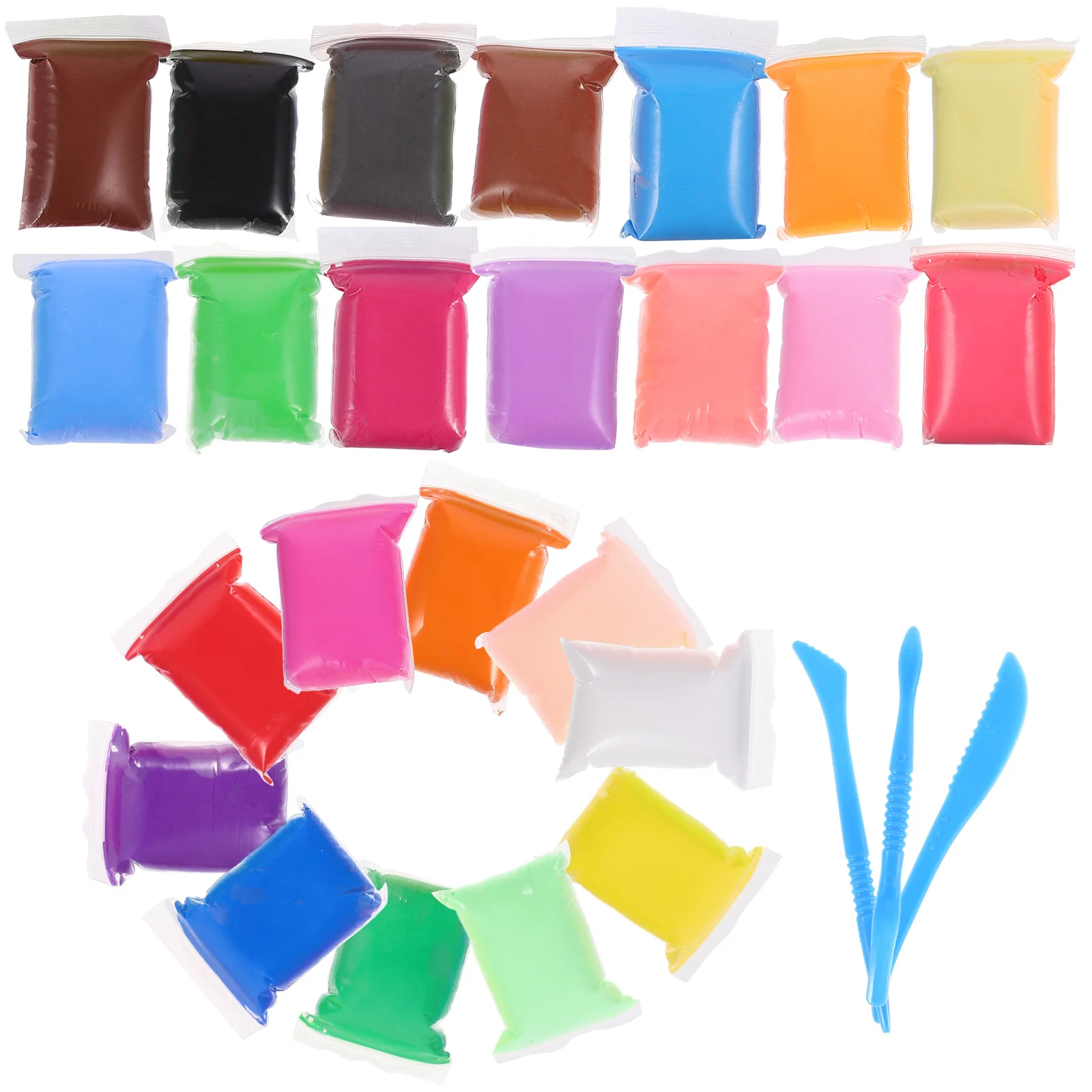 24 Bags Modeling Clay Set Bright Color Clay for Teenager DIY Craft Kits Soft Pliable Texture Easy to Use Teenager Playthings