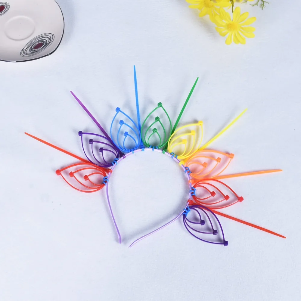 

Headpiece Sun Rainbow Hairband Aureole Creative Colorful Flower Hair Hoop Costume Exaggerated Goddess Halo Headband Parade