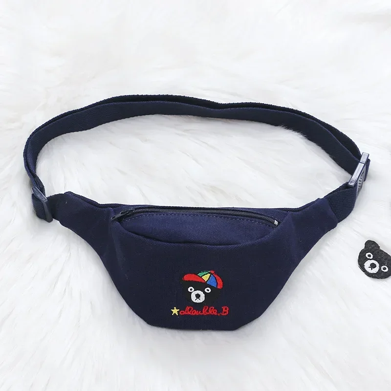 Family Belt Bag Solid Color Simple Window Bear Cross-body Belt Bag Children\'s Canvas Coin Purse