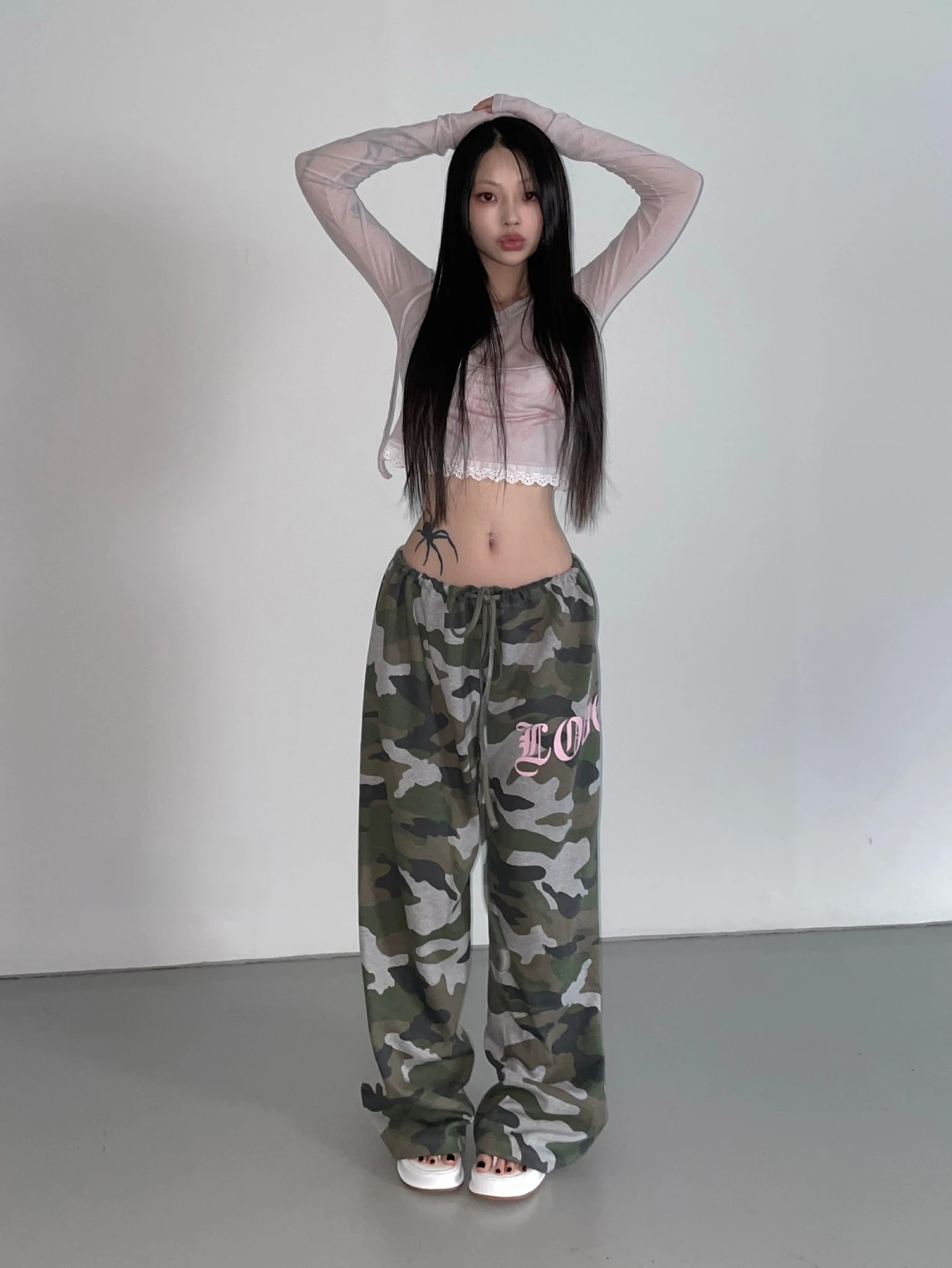 Pantalones de chándal de pierna ancha sueltos Street Sle American Sle Sanskrit estampado camuflaje Y2K letras pantalones casuales cómodos