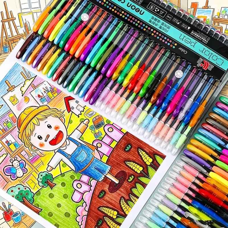12-60Pcs Metallic Glitter Gel Pens, 100 Refills Available, Vibrant Highlighter Markers for Coloring, Drawing & Art Projects