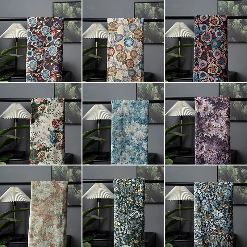 0.5*1.48M Vintage Yarn-Dyed Jacquard Cloth Floral Patterned Fabric DIY Handmade for Dress Suits Handcrafts Patchwork