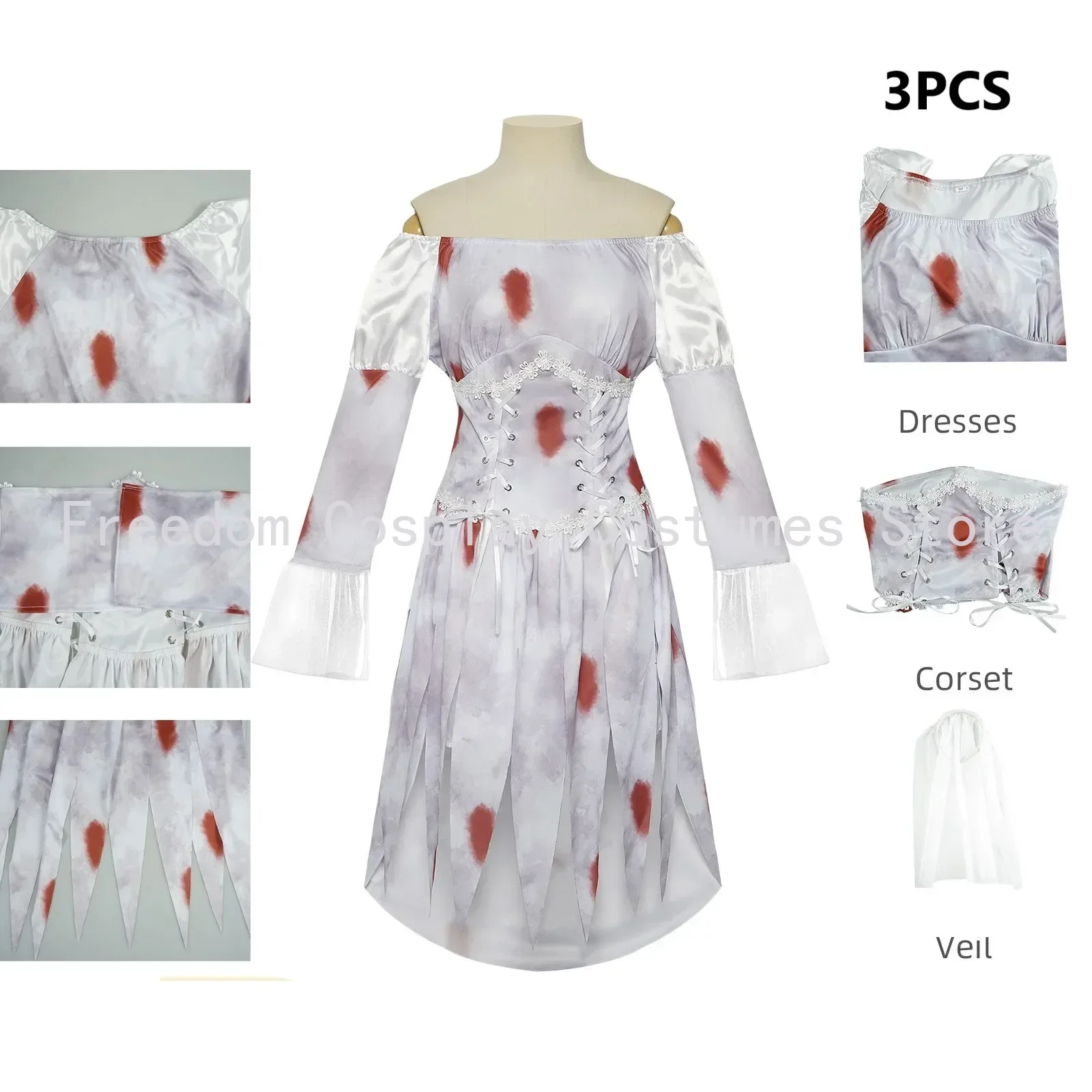 Women Scary Vampire Game Uniform Clothes Dress for Female Devil Cosplay Party Devil Corpse Bride Costumes Halloween