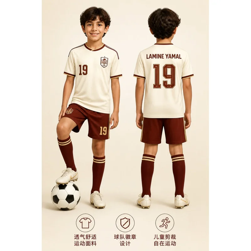 2026 Spain Fans Football Jersey 2‑Piece Set Harajuku Style Summer T‑Shirt And Shorts Sportswear Kit For Men Women Kids
