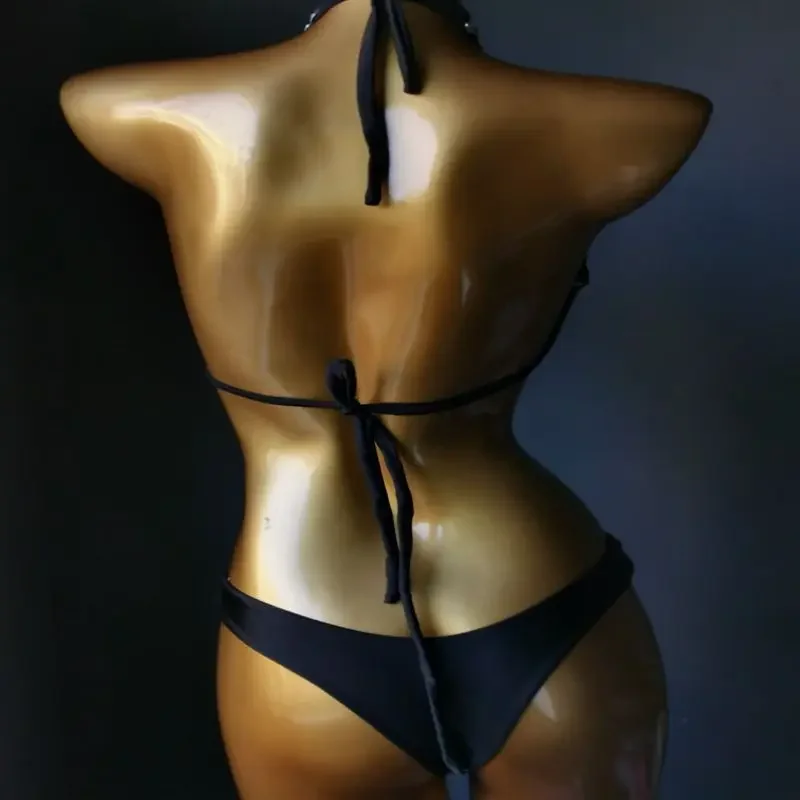 Maillot de bain bikini une pièce sexy, fendu, taille haute, sangle, diamant, dos ouvert, ensemble deux pièces, fête en boîte de nuit, déclin, nouveau, 2025