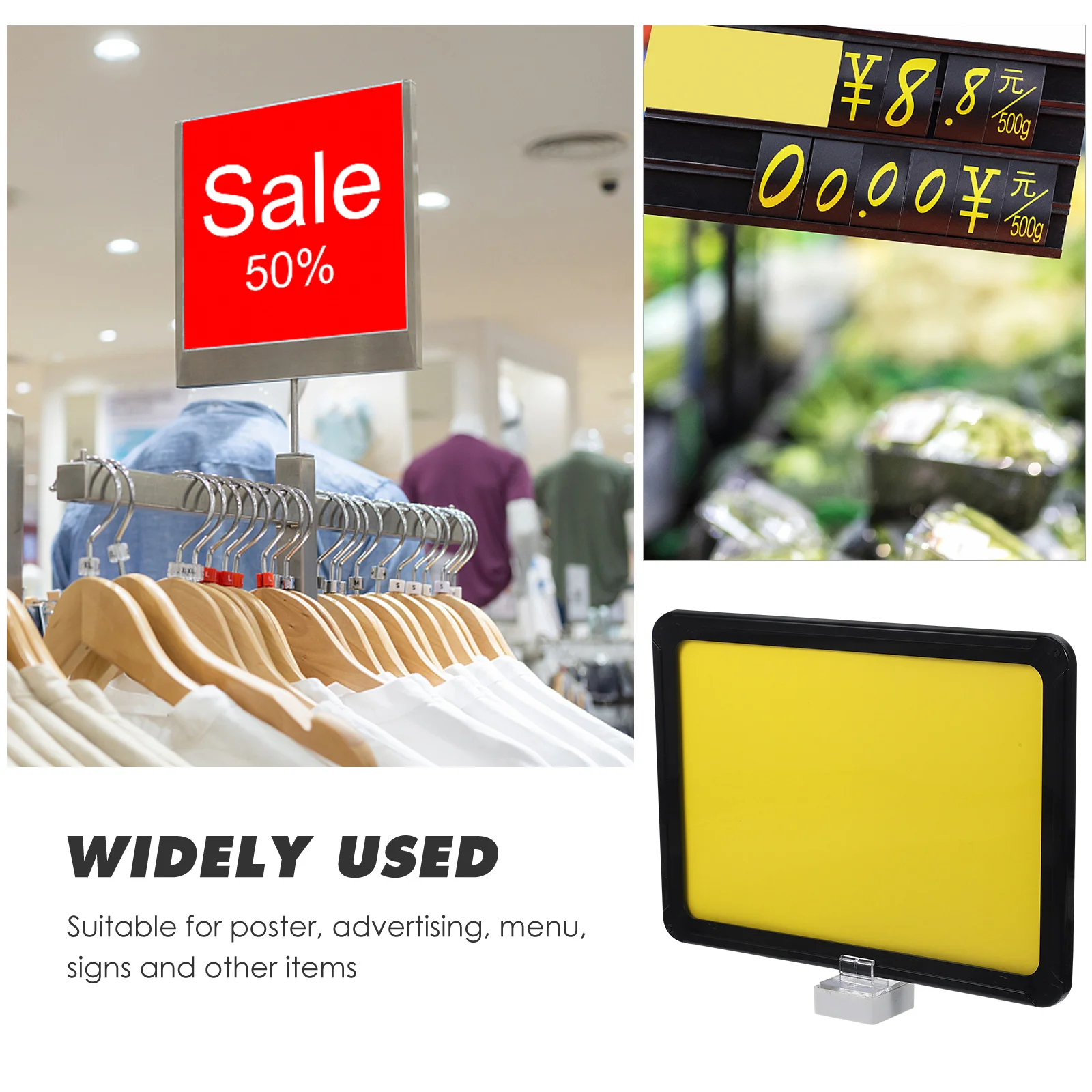 

2Pcs Magnetic Price Labels Lightweight Practical Multi-Function Poster Sign Holders for Supermarket Shop Warehouse Use
