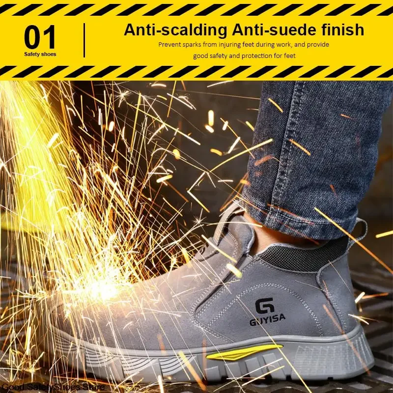 Steel Toe Safety Boots Men Work Shoes Puncture-Proof Welder Work Boots Men Safety Shoes Footwear Protective Indestructible Boots