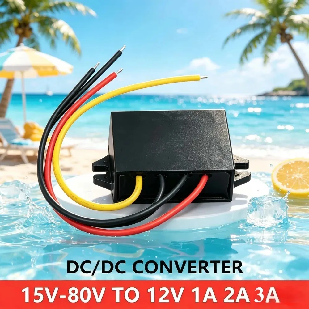 15V-80V to 12V 1A-3A DC DC Power Converter Voltage Regulator Buck Reducer Step-Down for Golf Carts Forklifts