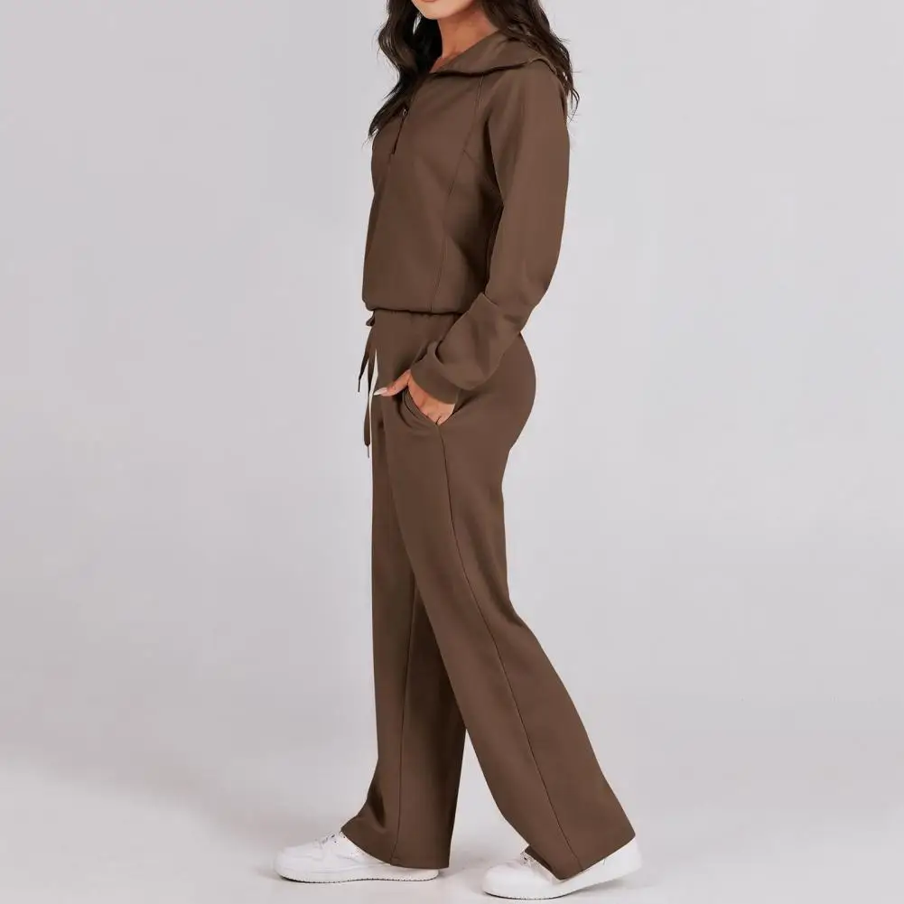 

Comfortable Sweatshirt Pants Set Women's Casual Outfit Lapel Zipper Neckline Sweatshirt Wide Leg Pants Set for Fashionable