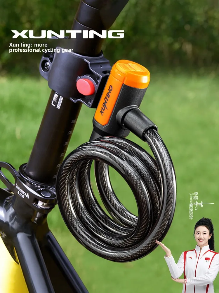 XUNTING Diebstahlsicheres Fahrradschloss mit Staubschutz Robustes Kabel für MTB Rennrad E-Bike mit Montagehalterung