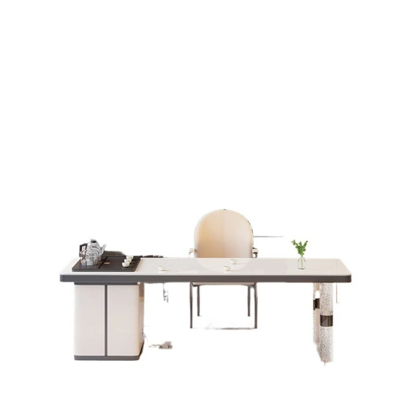 High-end rock slab tea table, kettle integrated embedded tea set, a complete set of office and household tea table