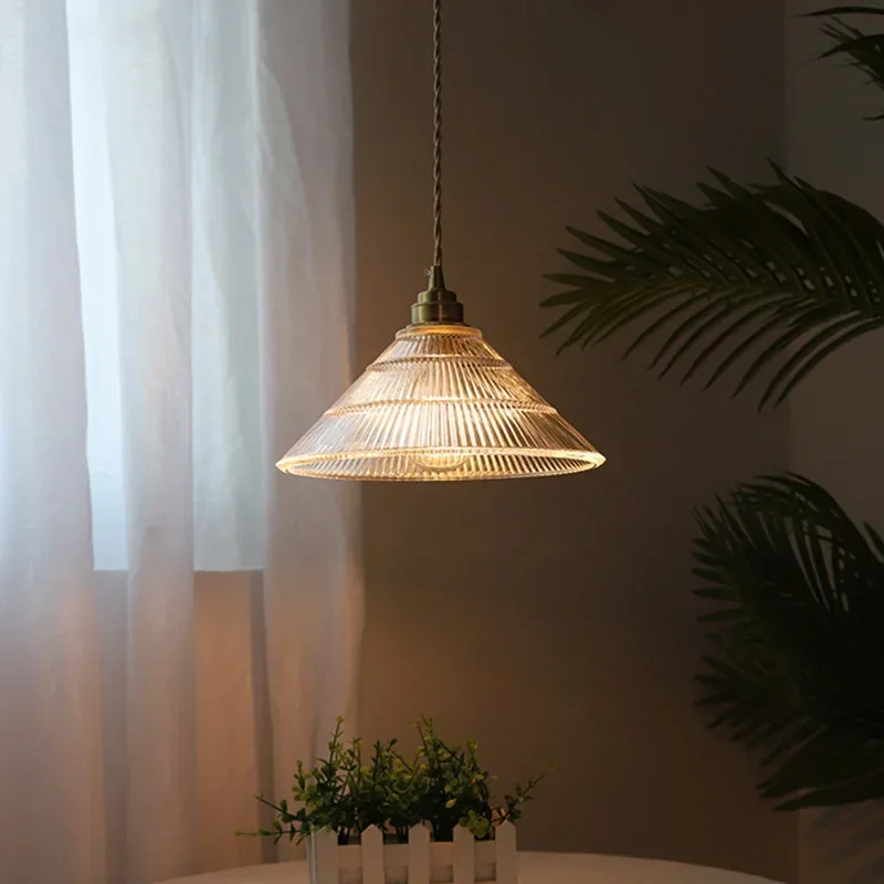 

Japanese Style Chandelier Dining Room Living Decor Flower Bedside Bedroom Nordic Modern Brass Glass Pendant Lighting