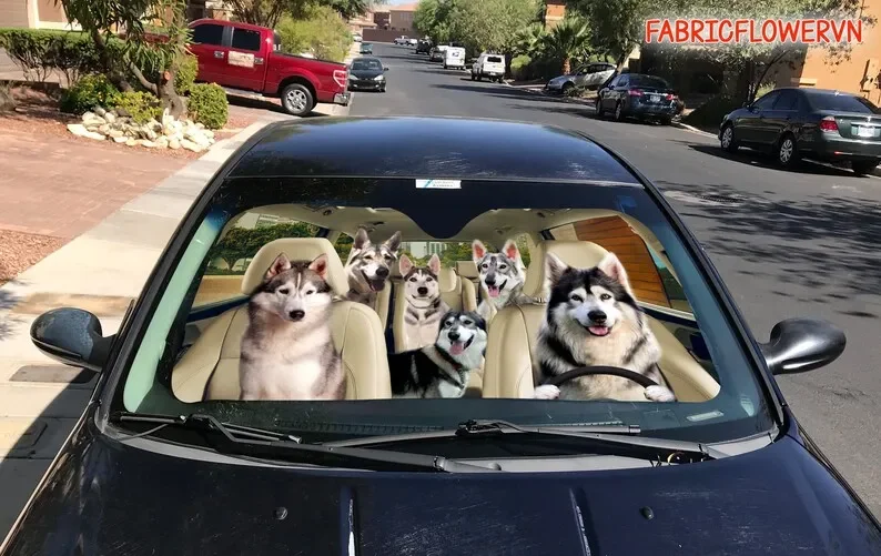 Northern Inuit  Car Sunshade Car Decoration, Dog Windshield  Lovers Gift  Car Sunshade, Gift For Mom, Gift For