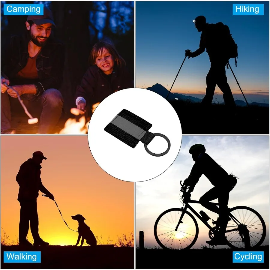 علامات سلسلة المفاتيح العاكسة سستة عاكسة تسحب سلسلة المفاتيح النايلون عالية الوضوح علامات عاكسة لحقيبة الظهر #6