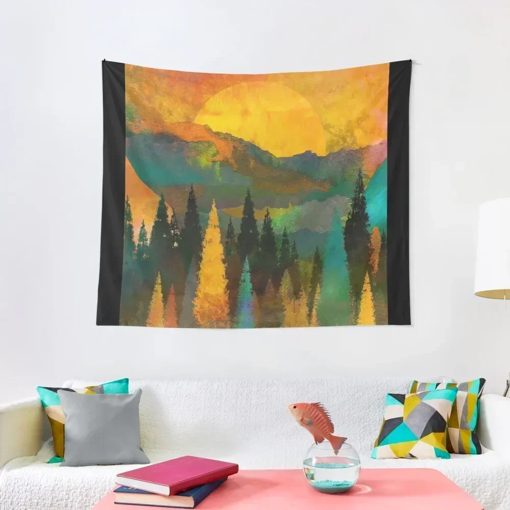 Abstract Tree and Mountain Mixed Media Tapestry Decoration Room Cute Room Things Tapestry