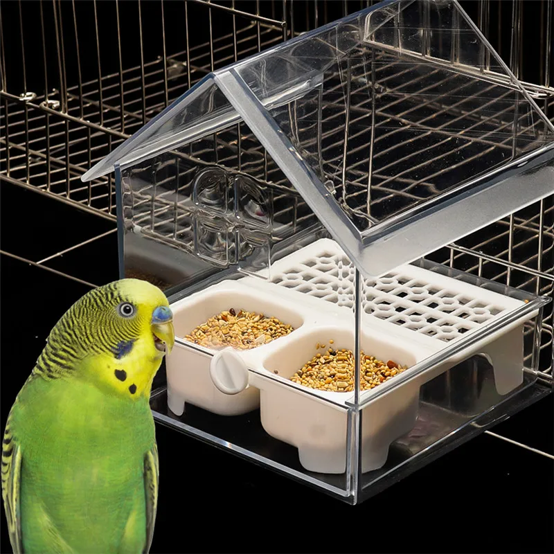 

Multifunction Hanging Parrot Feeder Bowl Prevents Scattering Bird Bath Parakeet Feeding Bathtub Cage Accessories