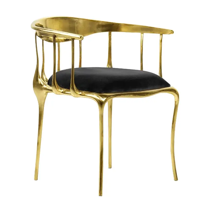 

Minimalist dining chair light luxury household backrest pure copper chair heterosexual support creative light luxury horseshoe