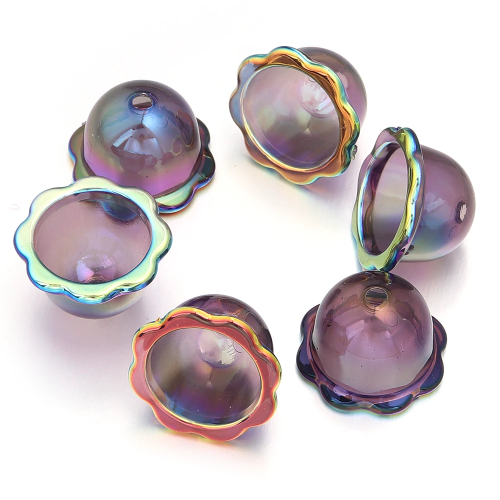 6pcs Transparent Wind Bell Beads Colorful Acrylic Petal Beads For Jewelry Making DIY Charms Pendant Phone Keychians