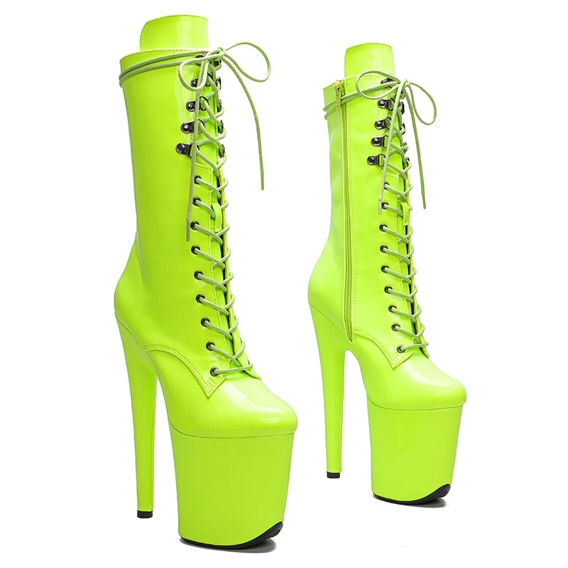 

Leecabe 20CM/8Inch shinny Patent upper lady fashion boots for party Platform High Heels Pole Dance boot