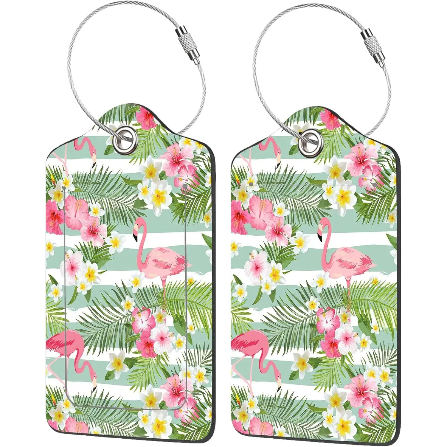 

Багажные бирки для чемодана, комплект из 2-х упаковок, багажная бирка с тропическими цветами и клапаном конфиденциальности, идентификационная этикетка и металлическая петля для женщин и мужчин