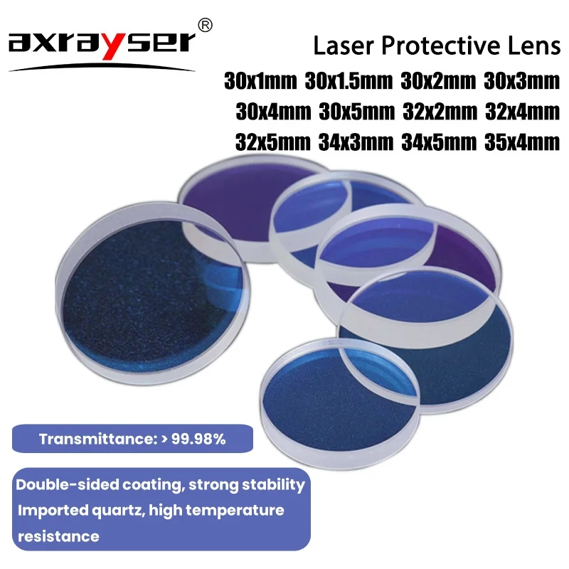 Laser Protective Lens Windows D30-35mm Quartz Fused Silica for Precitec Raytools WSX Bystronic Fiber Cutting Machine Head Part