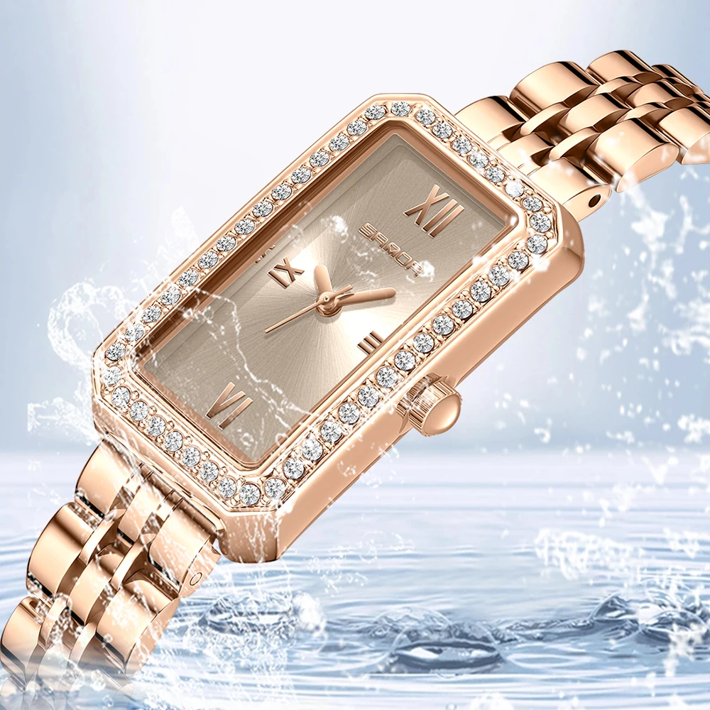 ساعة ذهبية للنساء مربعة الشكل كوارتز ساعات المعصم الفولاذ المقاوم للصدأ امرأة ساعات ذهبية صغيرة موضة فاخرة عادية Reloj