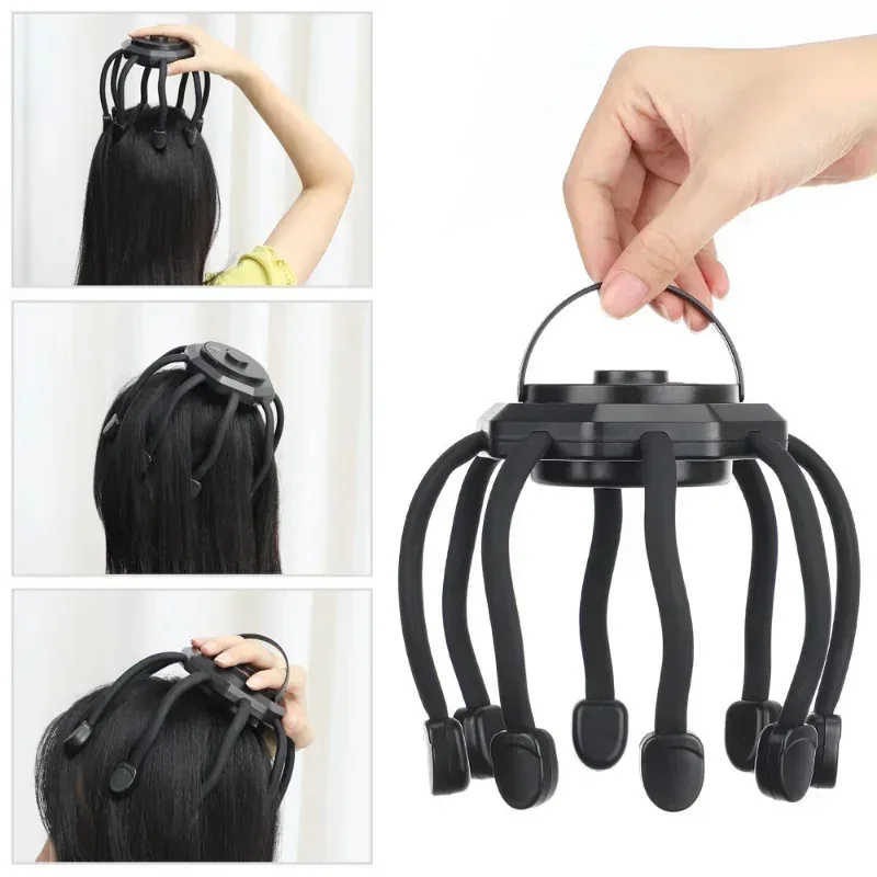 Electric Head Massager Octopus Massager 20 Contracts 5 Modes Scalp Massager 2 Extra Long Contract Red Light Therapy Device view 3