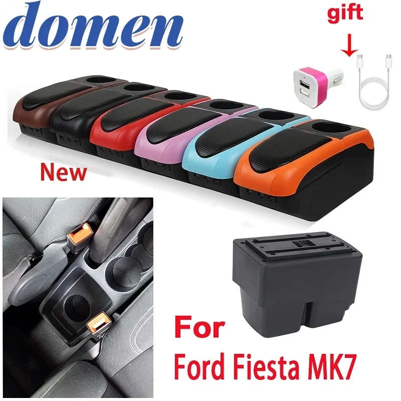 

For Ford Fiesta MK7 Armrest Box 2009-2023 Central Store Centre Console with cup holder car-styling products accessories part