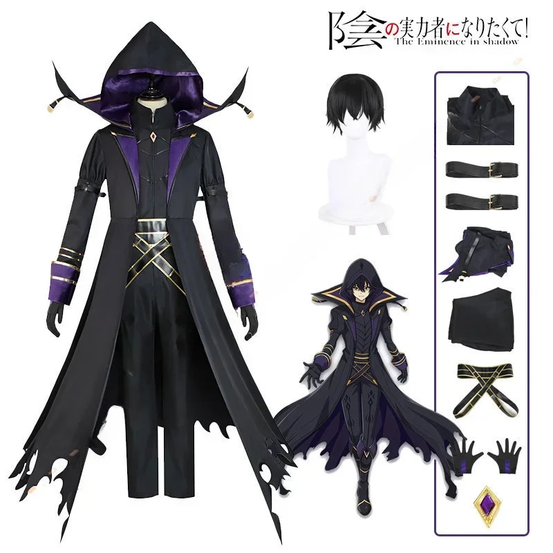 Parrucca del costume cosplay Kagenou Cid Anime Eminence in Shadow Mantello uniforme Shadow Garden Minoru Kagenou Festa di Halloween Uomo Ragazzi