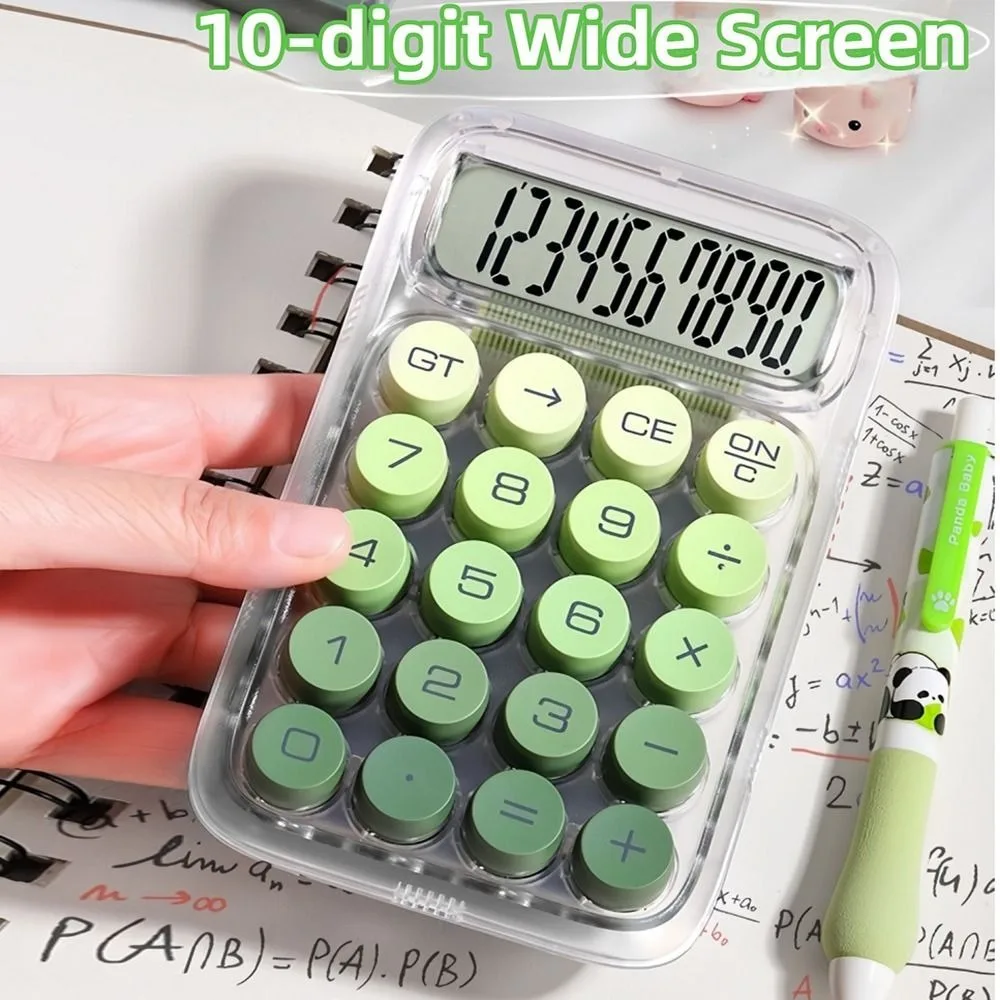 10-digit Display Electronic Calculator Gradient Color Transparent Design Desktop Calculator Anti-slip Pad Lcd Display