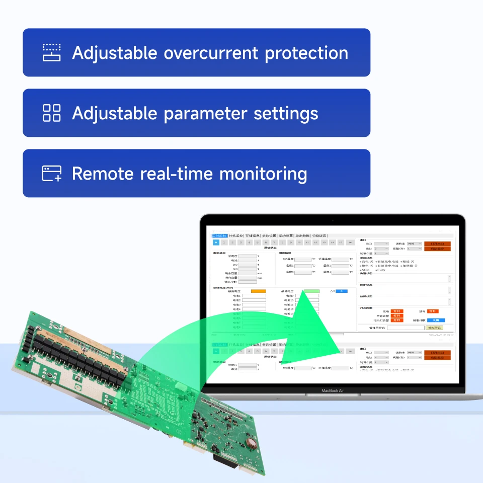 PACEex 16S 150A Household Energy Storage Battery Protection Board Home Lithium BMS Current Limited 20A with Bluetooth Wifi