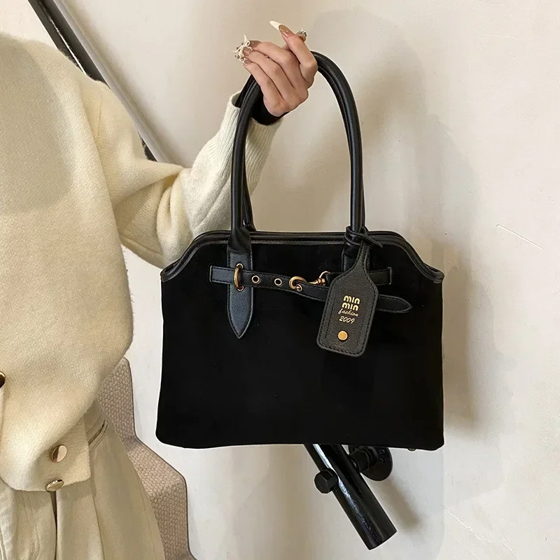 

2025 Новая модная сумка на одно плечо для поездок на работу, высококачественная замшевая ручная сумка-тоут в стиле ретро, большая вместительная сумка для подмышек