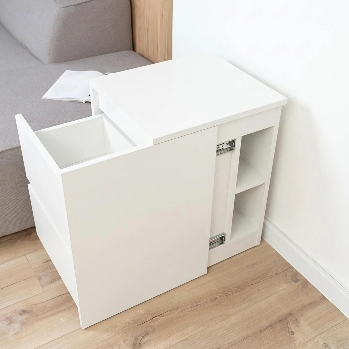 Modern Dark Walnut Nightstand With Lift Top And 3 Drawer Hidden Storage Factory Wholesale Bulk Order For Retailers
