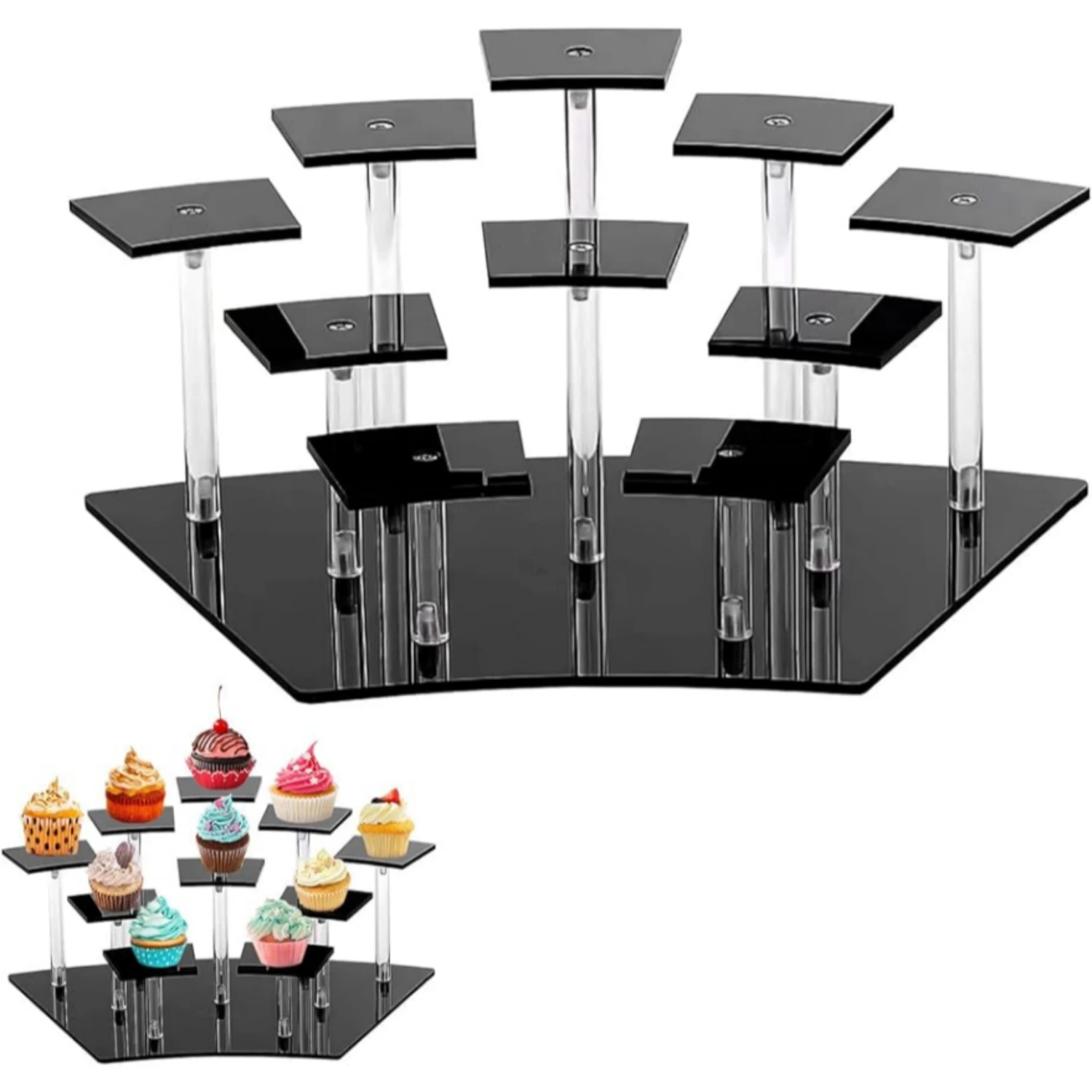 8/10 camadas acrílico display riser shlef em camadas figura de ação perfume suporte para sobremesas riser para decoração organização