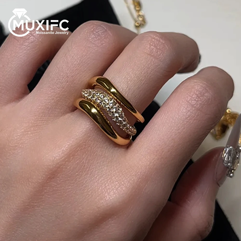 

MUXIFC 925 Sterling Silver Stackable Rings for Women Men Sparkling Full 5A Zircon Stack Wear Ring Plated 18k Fine Jewelry Gift