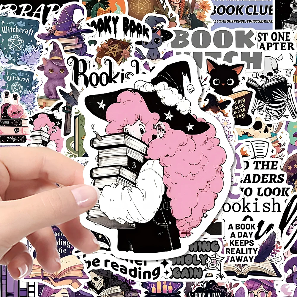 10/30/50/100 pièces mignon sorcière série livre lecture Bookish autocollants esthétique dessin animé autocollant bricolage Scrapbook guitare téléphone Cool décalcomanies