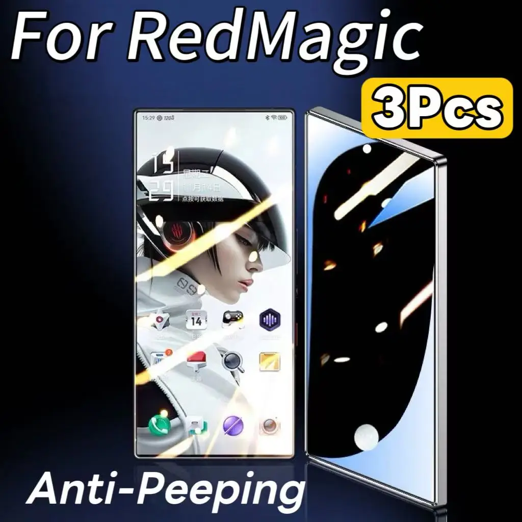 3 قطع واقي شاشة من الزجاج المقسى مضاد للتجسس لهاتف Nubia Red Magic 10 Pro+/10S Pro، طبقة تغطية كاملة الشاشة لهاتف Nubia 9 Pro/9S