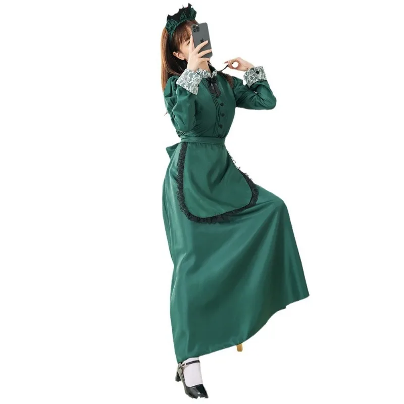 Halloween Costumes Temperament Maid Long Dress Cosplay Women's Dresses Vintage Style Role-playing Maid Uniforms