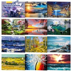 PhotoCustom Frame Diy Oil Picture Coloring By Numbers Abastract Landscape Painting By Numbers For 40*50cm Home Bedroom Decor