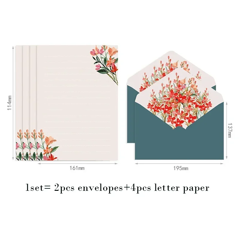 Buste Kawaii Set di carta da lettera Busta di fiori Biglietto di auguri di nozze Carte di invito Copertina Forniture per ufficio di cancelleria coreana