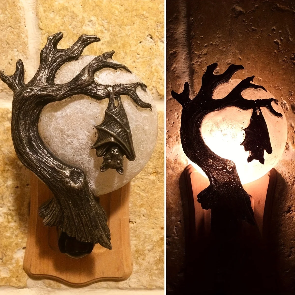 القوطية الغراب ليلة ضوء الراتنج الجدار مصباح هالوين الغراب النحت نحت زخرفة للمنزل مخيف غرفة نوم غرفة المعيشة ديكور #5