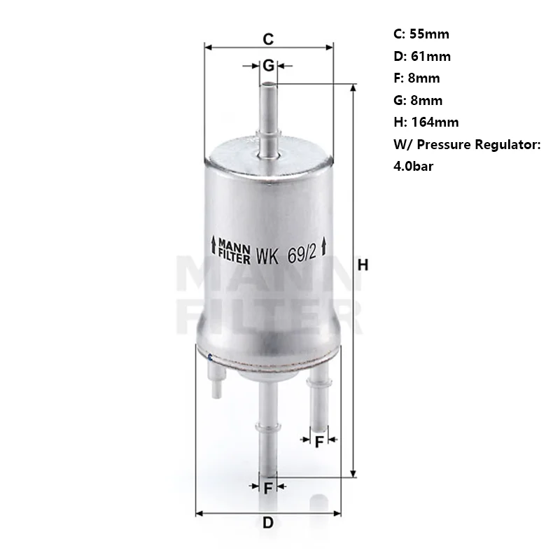 MANNFILTER WK69/2 Fuel Filter Fits VW Eos Jetta Cabrio Golf AUDI A3(8PA) TT TTS SKODA Roomster 6Q0201051C 6Q0201051A 6Q0201051J