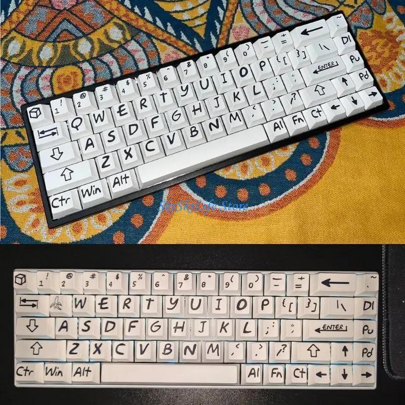 

E65E 133Keys Big Letter Keycap для MX Switch Mechanical Keyboard Минималистский белый