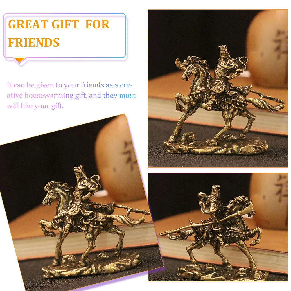 

Guan On Horseback Home Office Desk Art Craft Tabletop Ornament Chic Statue Decor Statue Desktop Decoration Decor